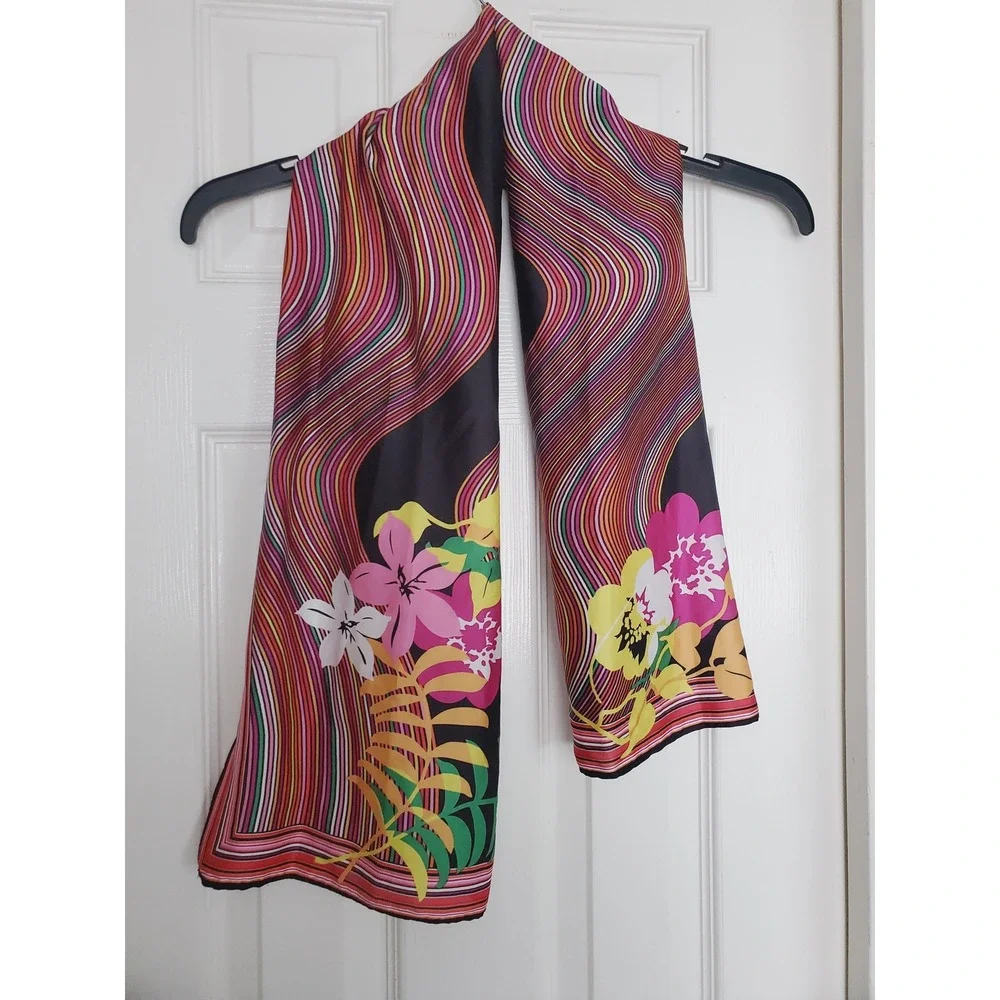 Scarf Multicolor Floral Psychedelic Stripe Retro‎ Lightweight OS